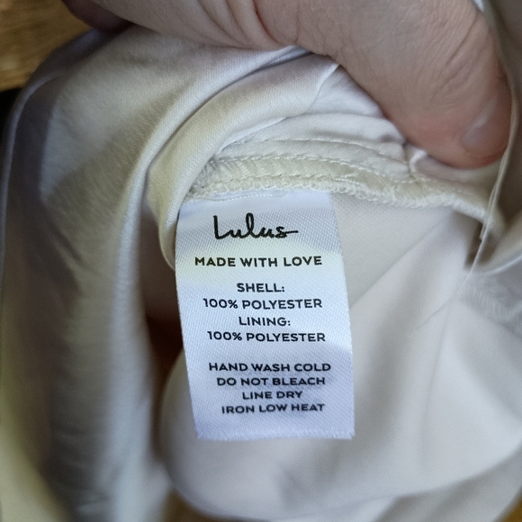 NWT Lulu's Elegant Off-Shoulder Ivory Satin Dress_Small - Picture 7 of 7